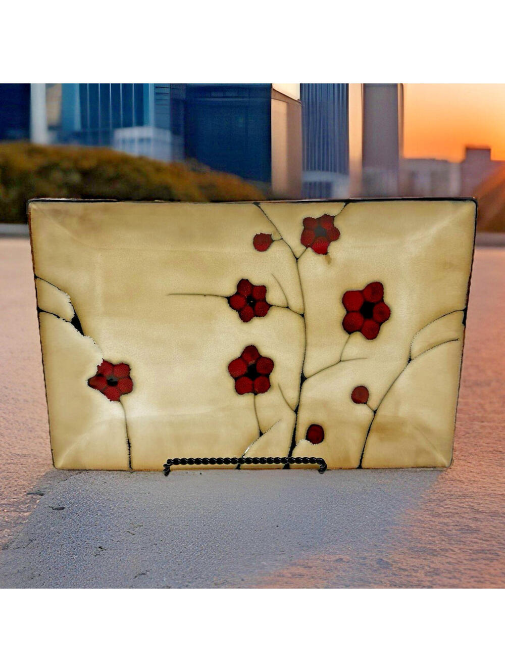 Pfaltzgraff ASTER Serving Platter 13.75 x 9" Tray Red Poppy Stoneware Retired